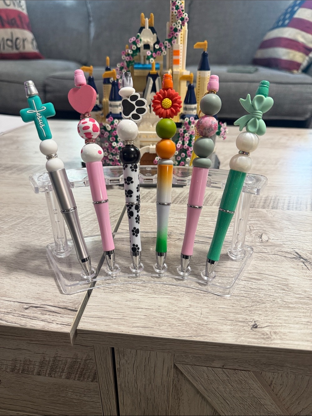 Beaded Charm Pens  - Assorted Pink & Green Decorative Pens